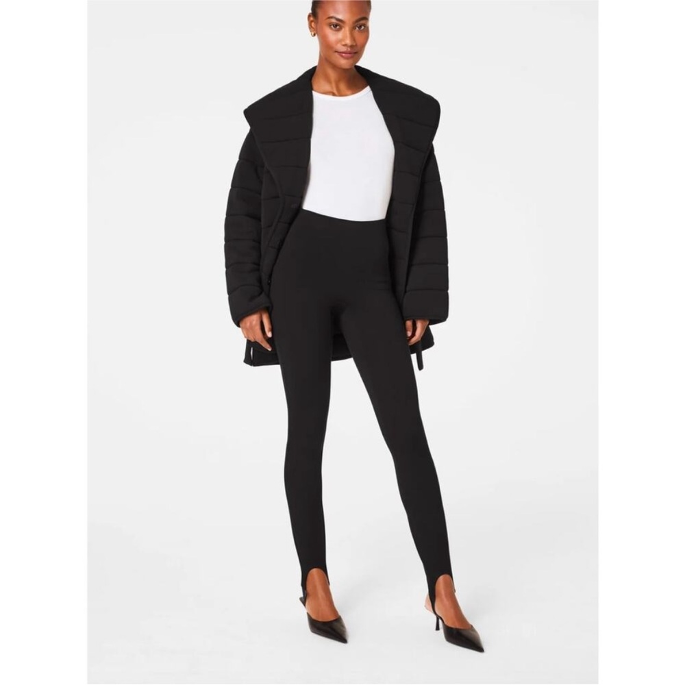 Black Women's High-Waisted stirrup Leggings spanx tall length sizing